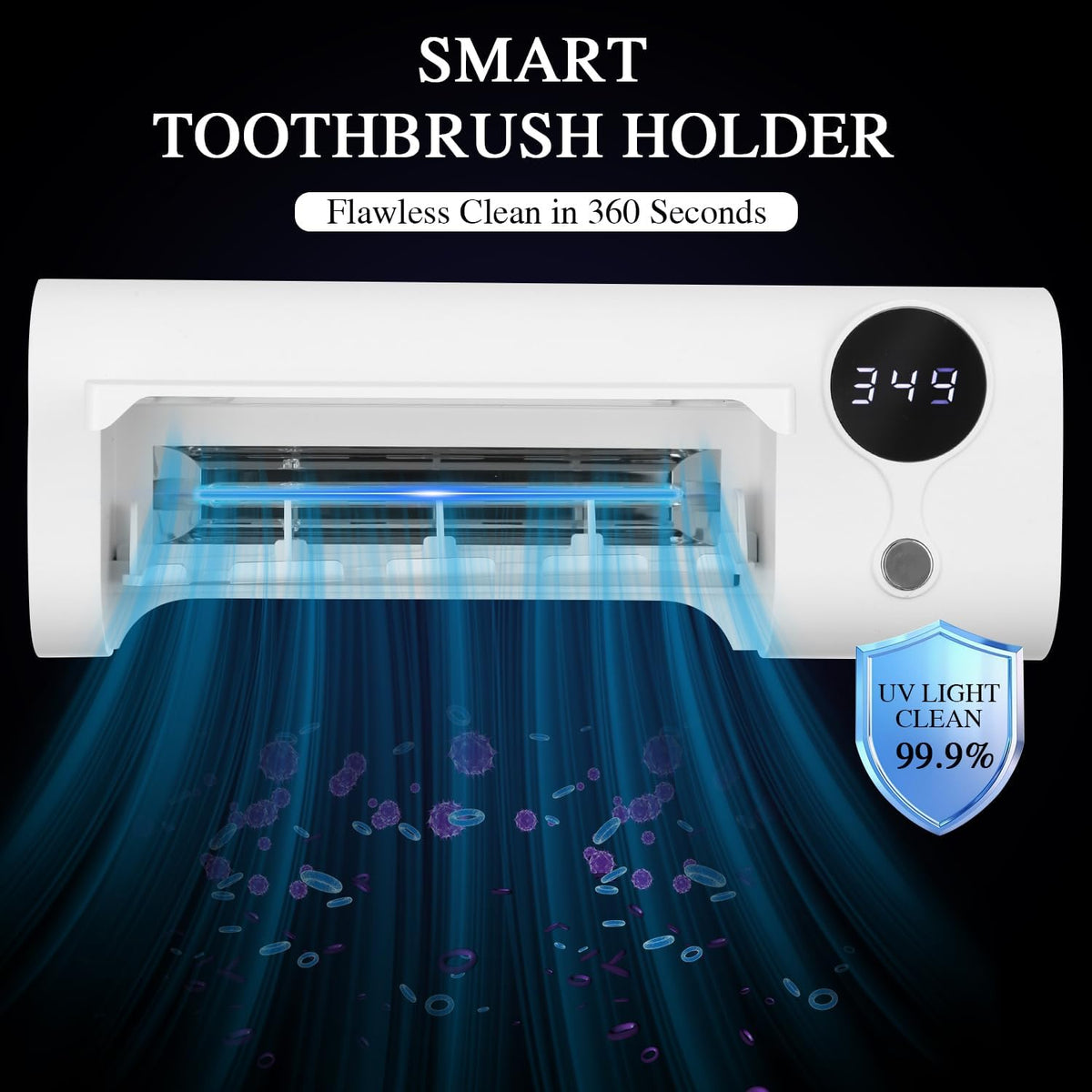 Zahnbürstenhalter Elektrische Zahnbürste, Zahnbürsten Sterilisator Mit UV Licht, Zahnbürstenhalter Wand, Zahnputzbecherhalter Ohne Bohren, USB Wiederaufladbar, Hygienischer Halter Für Das Badezimmer