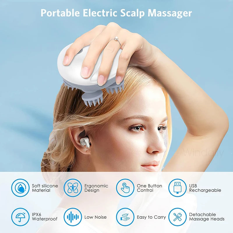 Electric Scalp Head Massager Kneading Vibrating Device Health Care Shoulder Neck Leg Arm Deep Tissue Massage Cat Pet Massager