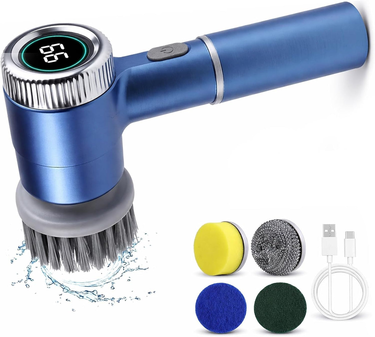 Elektrische Reinigungsbürste, Tragbare Kabellose Power Spin Scrubber Mit 5 Bürstenköpfen, 3 Geschwindigkeiten, Led-Display & IPX7 Wasserdicht, Cleaning Brush Für Bad, Fliesen, Küche, Boden, Auto
