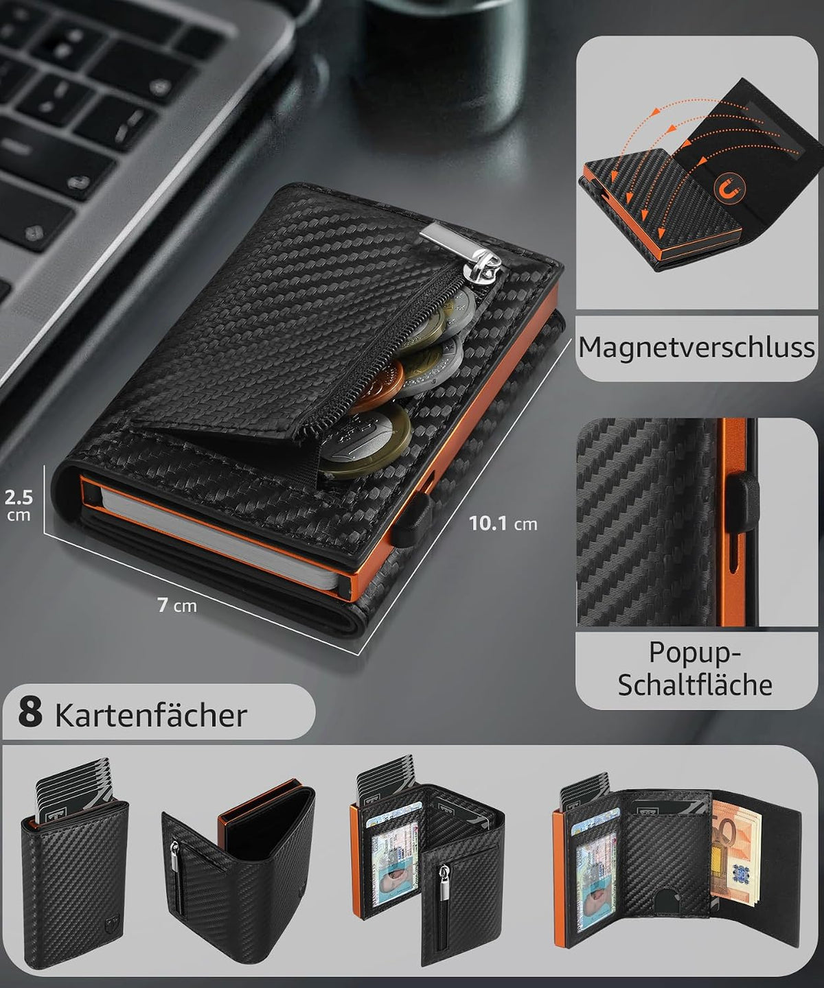 TEEHON Geldbörse Herren - Slim Wallet Mit Münzfach & RFID Portmonee Herren