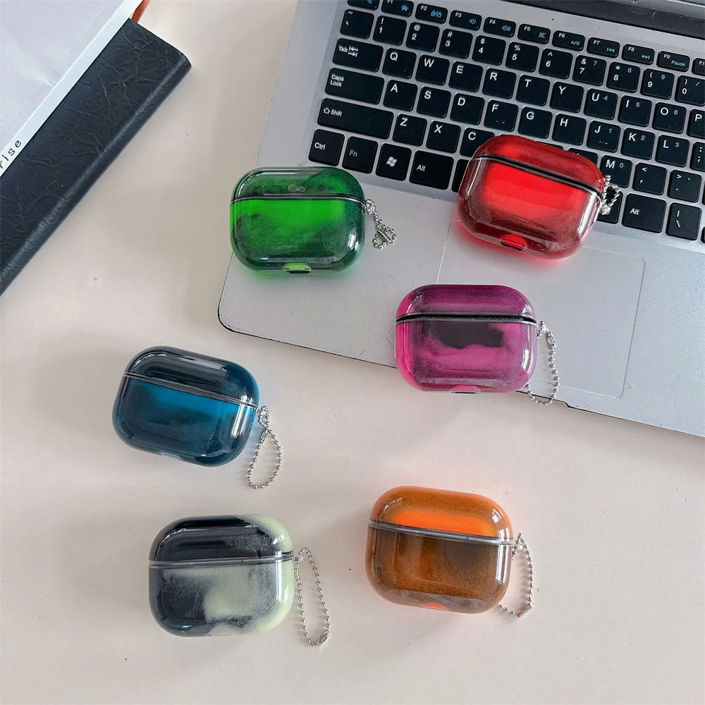 Luminous Quicksand Earphone Case for Airpods 2 3 4 Pro 2 3 Moving Sand Sparkles Headphone Cover Glow Dark Luxury Brilliant Shell