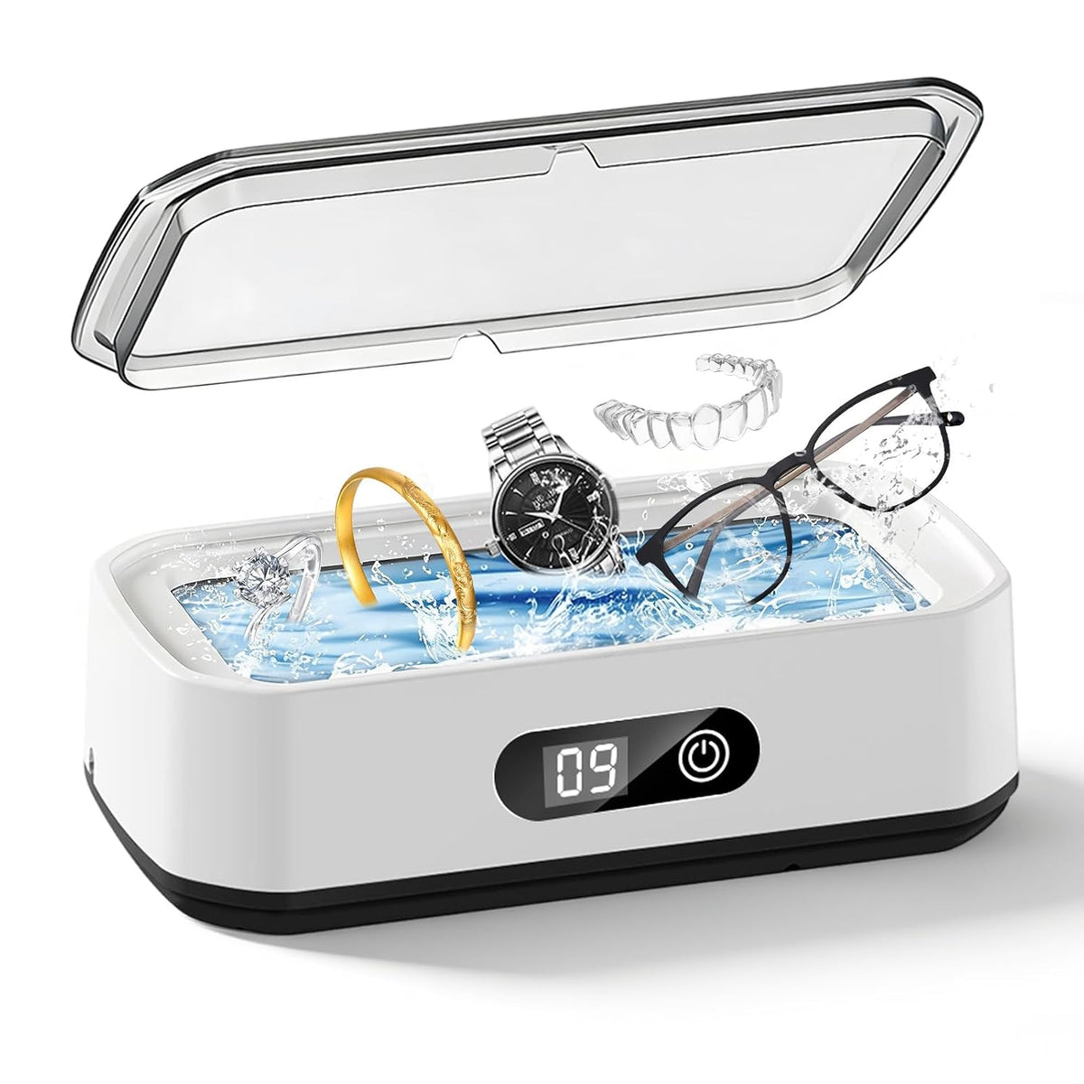 Ultraschallreiniger 49 Khz, 650 Ml Großkapazität, 360°-Allround-Reinigung, Ultraschallreinigungsgerät Für Brillen, Zahnersatz, Schmuck Und Make-Up-Pinsel