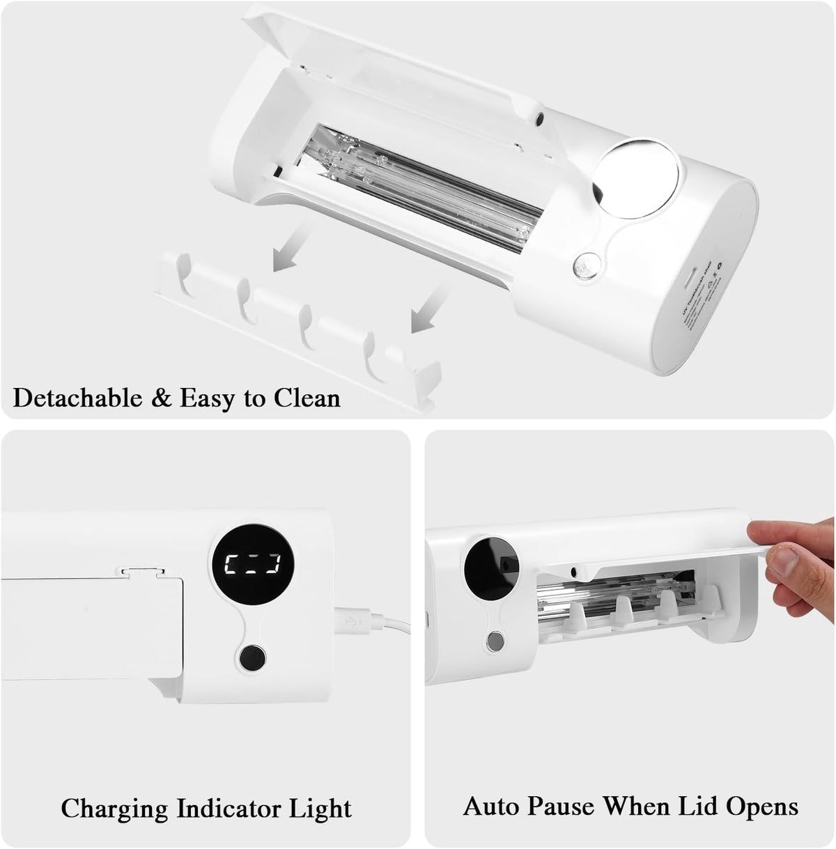 Zahnbürstenhalter Elektrische Zahnbürste, Zahnbürsten Sterilisator Mit UV Licht, Zahnbürstenhalter Wand, Zahnputzbecherhalter Ohne Bohren, USB Wiederaufladbar, Hygienischer Halter Für Das Badezimmer