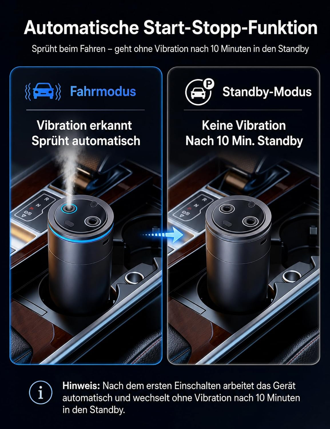 Auto Duft Lufterfrischer Doppel-Zerstäubung, 2 * 30Ml (Ozean & Fruchtduft), Elektrischer Autoduft, Ultraschall-Zerstäuber, Auto Ein/Ausschalten, Sternenhimmel-Licht, BJ 588