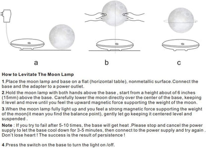 Levitating Moon Lamp, 3D Printing Moon Light Lamp with Touch Control and Wooden Base,Magnetic Floating Rotating LED Light Night for Home、Office Decor, Creative Gifts