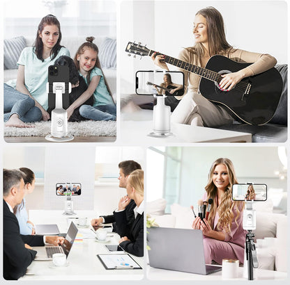 Auto Face Tracking Stativ, 360° Rotation Smart Tracking Telefonhalter, Keine App Nötig, Smart Gesicht Körper Tracking Selfie Stick Gimbal Stabilisator Für Videoaufnahme, Live Streaming, Vlog (Weiß)
