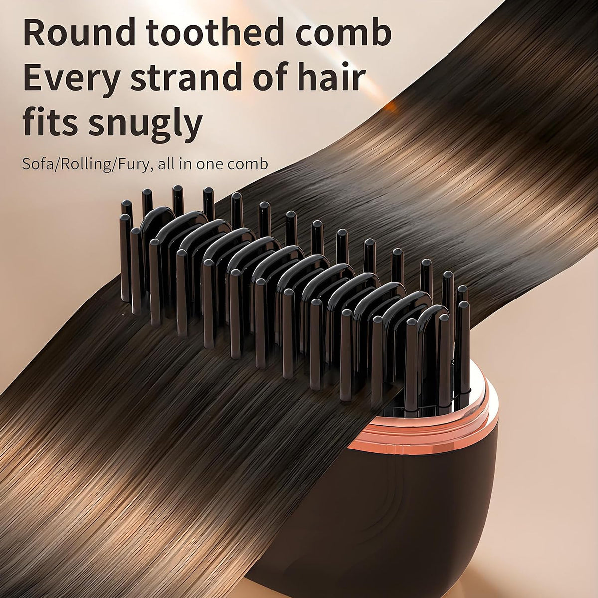 Mini-Haarglätterbürste, 2-In-1 Kabellos & Tragbarer Haarglätter Und Volumen-Heiκκamm, 30S Schnellaufheizung, Anti-Brand, Pflanzenprotein-Beschichtung, Für Reisen Tägliche Nutzung (BK)