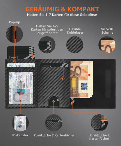 TEEHON Geldbörse Herren - Slim Wallet Mit Münzfach & RFID Portmonee Herren