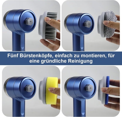 Elektrische Reinigungsbürste, Tragbare Kabellose Power Spin Scrubber Mit 5 Bürstenköpfen, 3 Geschwindigkeiten, Led-Display & IPX7 Wasserdicht, Cleaning Brush Für Bad, Fliesen, Küche, Boden, Auto