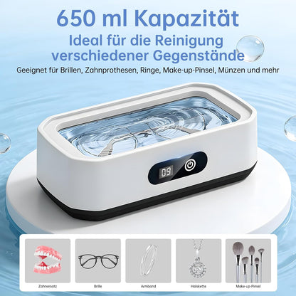 Ultraschallreiniger 49 Khz, 650 Ml Großkapazität, 360°-Allround-Reinigung, Ultraschallreinigungsgerät Für Brillen, Zahnersatz, Schmuck Und Make-Up-Pinsel