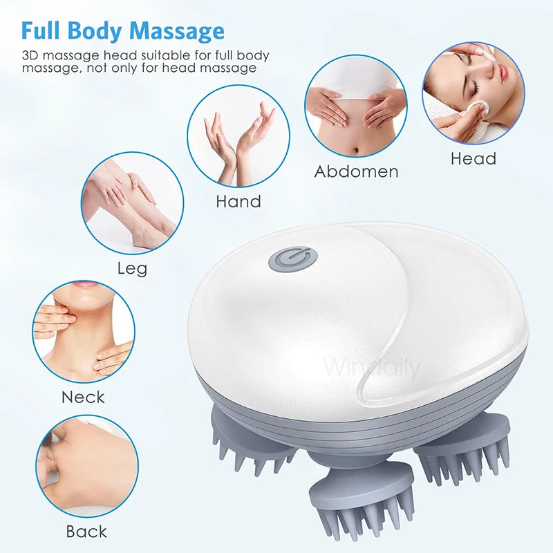 Electric Scalp Head Massager Kneading Vibrating Device Health Care Shoulder Neck Leg Arm Deep Tissue Massage Cat Pet Massager
