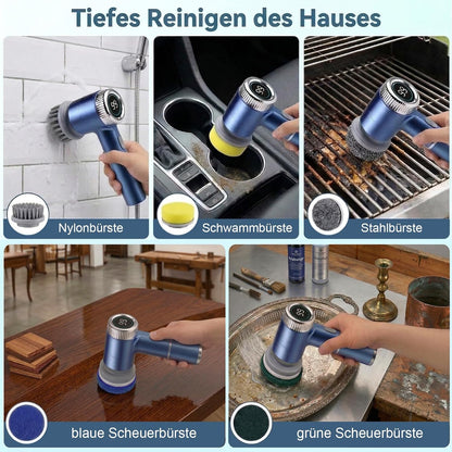 Elektrische Reinigungsbürste, Tragbare Kabellose Power Spin Scrubber Mit 5 Bürstenköpfen, 3 Geschwindigkeiten, Led-Display & IPX7 Wasserdicht, Cleaning Brush Für Bad, Fliesen, Küche, Boden, Auto