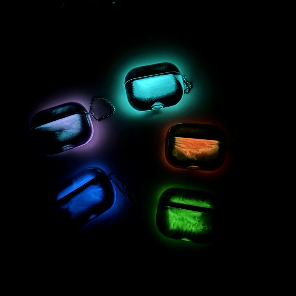 Luminous Quicksand Earphone Case for Airpods 2 3 4 Pro 2 3 Moving Sand Sparkles Headphone Cover Glow Dark Luxury Brilliant Shell