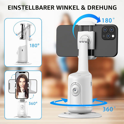 Auto Face Tracking Stativ, 360° Rotation Smart Tracking Telefonhalter, Keine App Nötig, Smart Gesicht Körper Tracking Selfie Stick Gimbal Stabilisator Für Videoaufnahme, Live Streaming, Vlog (Weiß)