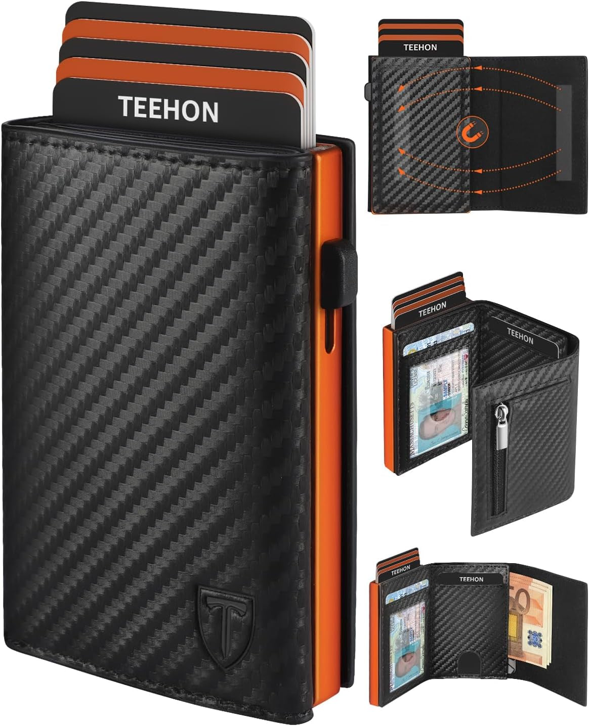 TEEHON Geldbörse Herren - Slim Wallet Mit Münzfach & RFID Portmonee Herren