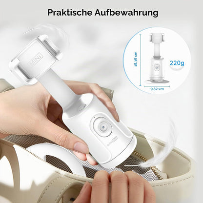 Auto Face Tracking Stativ, 360° Rotation Smart Tracking Telefonhalter, Keine App Nötig, Smart Gesicht Körper Tracking Selfie Stick Gimbal Stabilisator Für Videoaufnahme, Live Streaming, Vlog (Weiß)